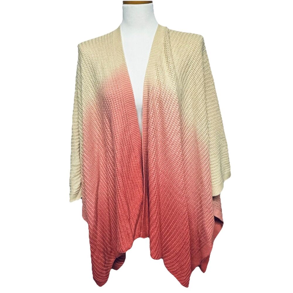 Torrid New Ruana Knit Tricolor Dip Dye Size OS Wrap Ombre Open Front Sweater